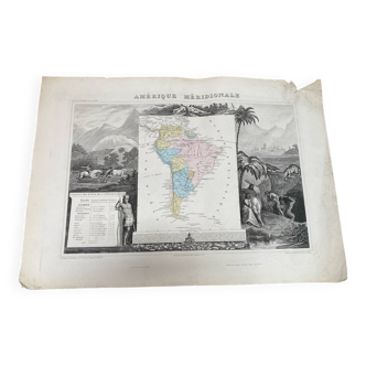 Old illustrated map of South America