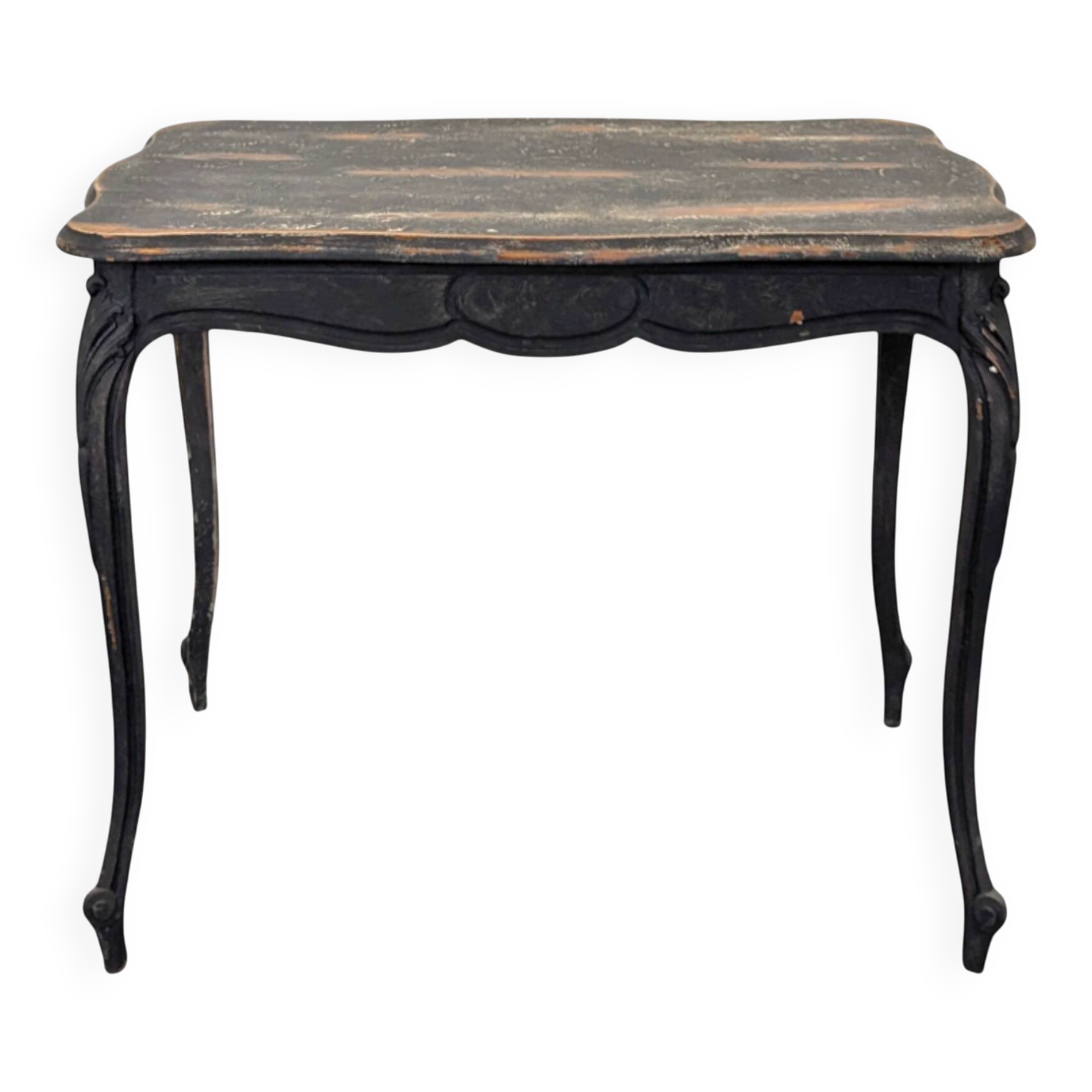 Table bureau réchampi patiné noir