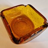 Italian Murano Amber Bubble Glass Ashtray Bowl Circa 1960
