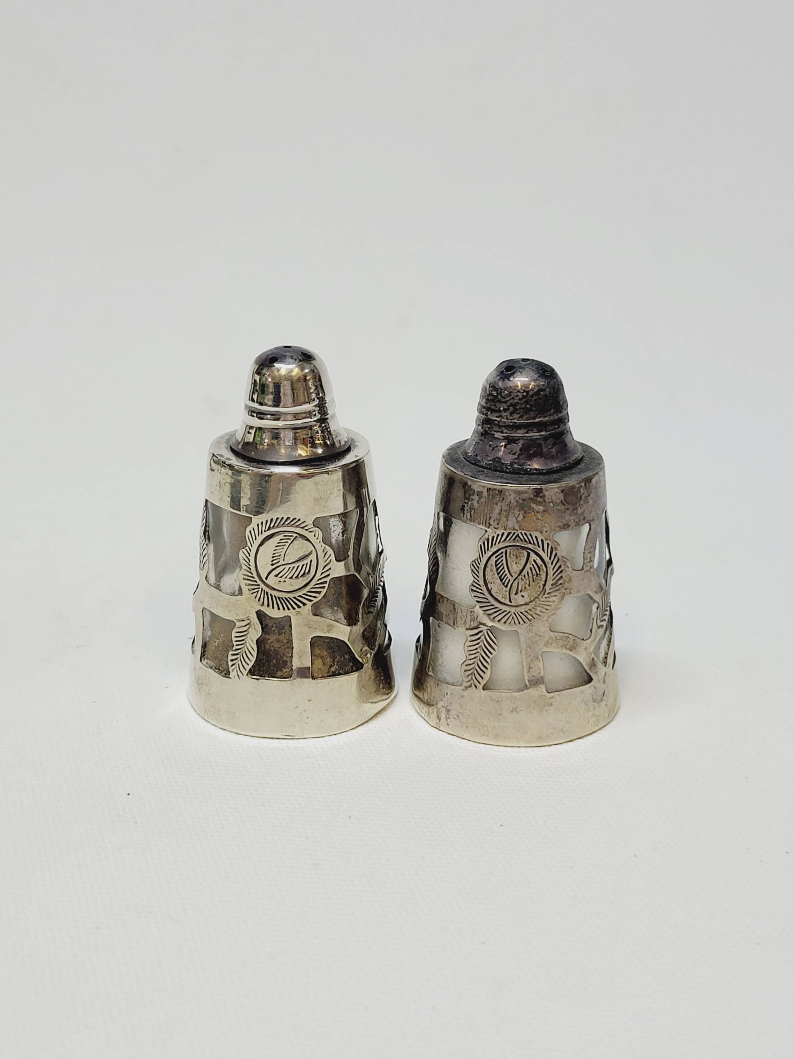 Vintage Mexican 925 Silver Salt and Pepper Shakers