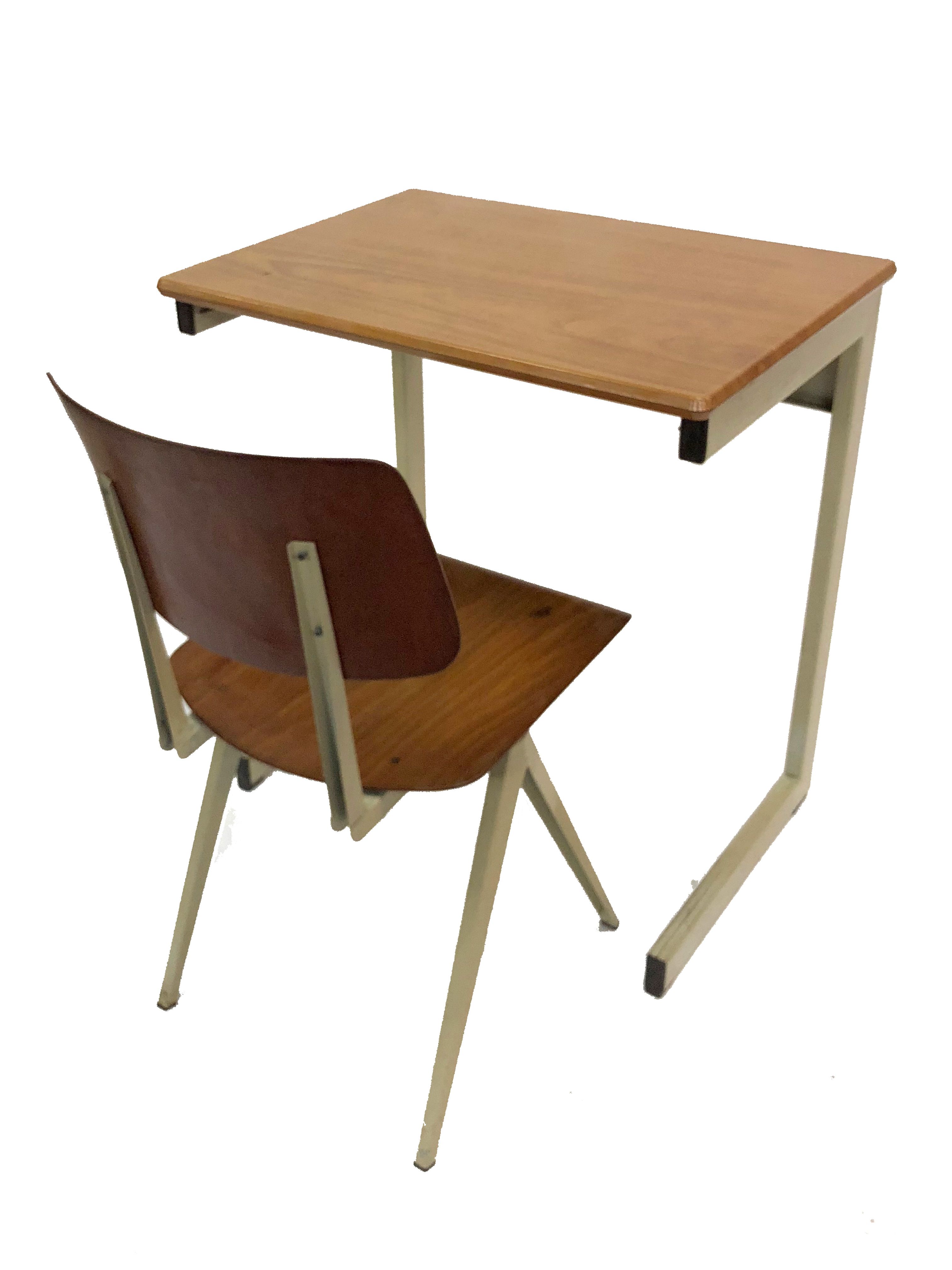 Chaise et bureau d’école vintage Galvanitas aux Pays-Bas