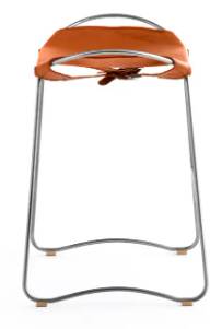 Contemporary organic bar stool Kitchen bar Old silver metal Black leather