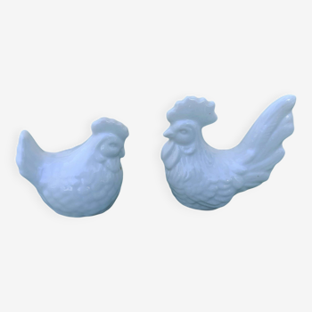 Salière et poivrier poule/coq en céramique