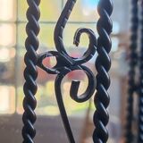 Vintage Black Wrought Iron Triptych Mirror