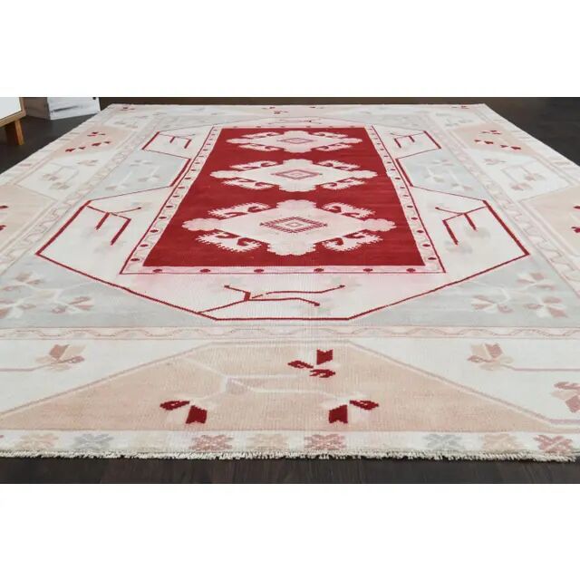 1970s Vintage Turkish Hand-Knotted Wool Cotton Beige Area Rug 190x270