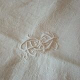 Tablecloth and its 12 damasee towels floral decorations rockery embroidered monogram