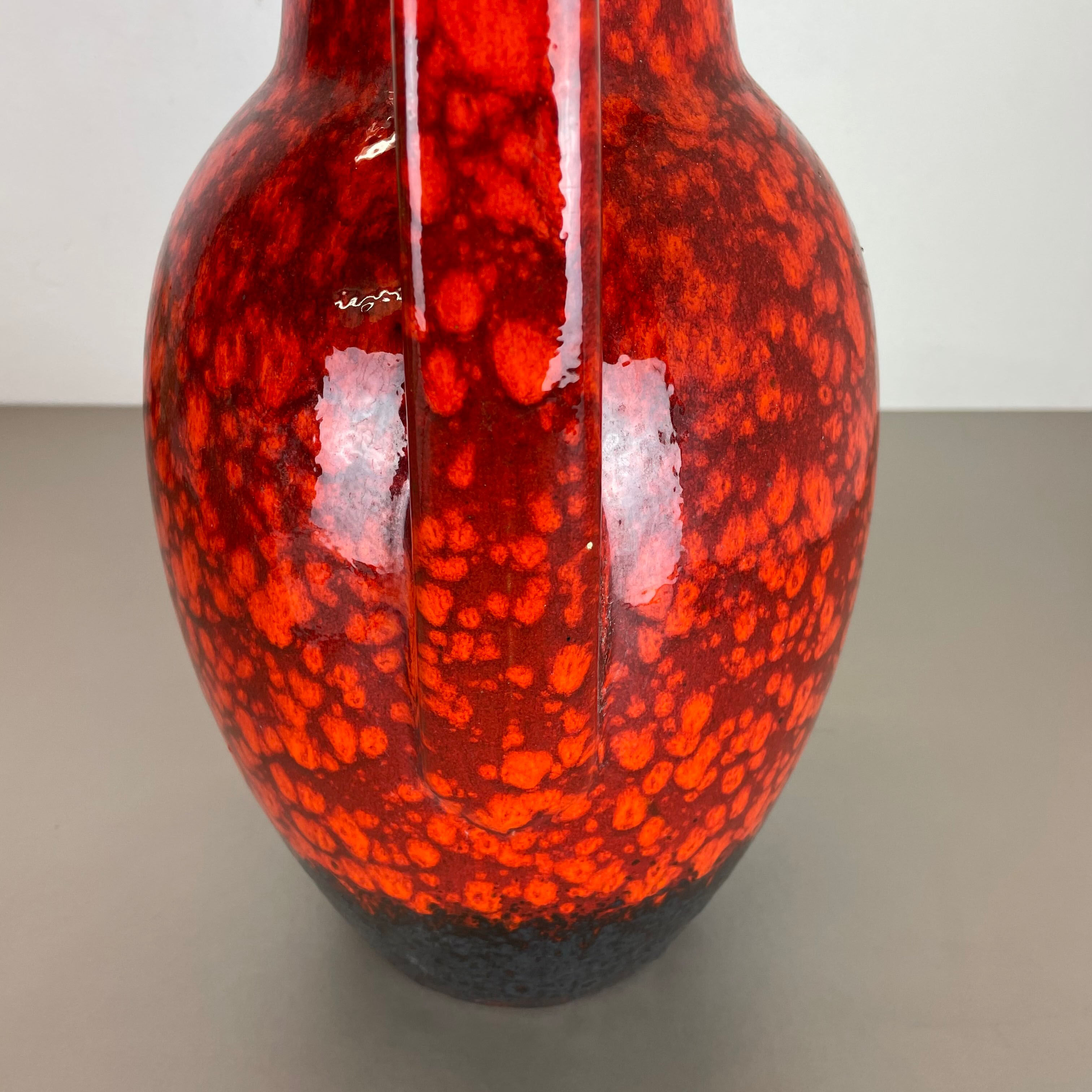 Pottery fat lava multi-color red black floor vase made by scheurich, 1970s