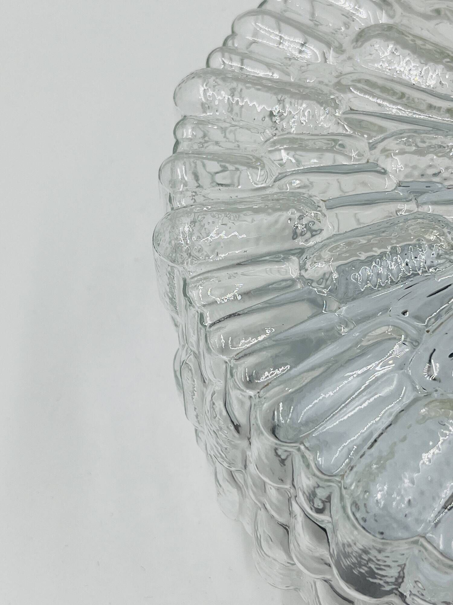Massive modernist ceiling light in moulded glass