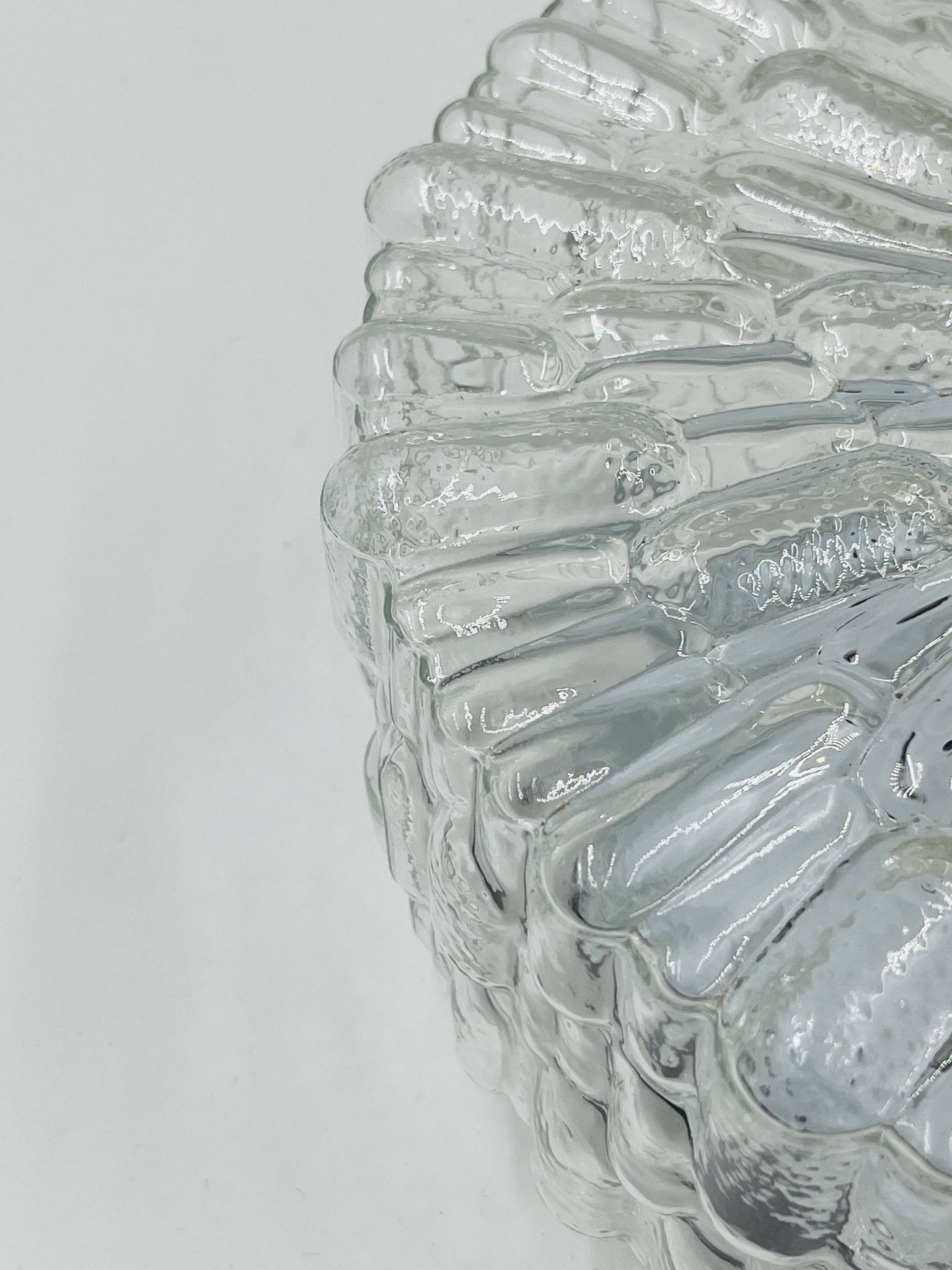 Massive modernist ceiling light in moulded glass