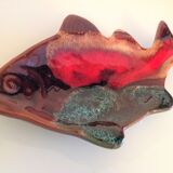 Empty fish pocket in polychrome ceramic Vallauris vintage 60s-70s