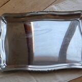 Grand plateau de service vintage en métal argenté