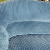 Vintage blue sofa 2 seats in velvet