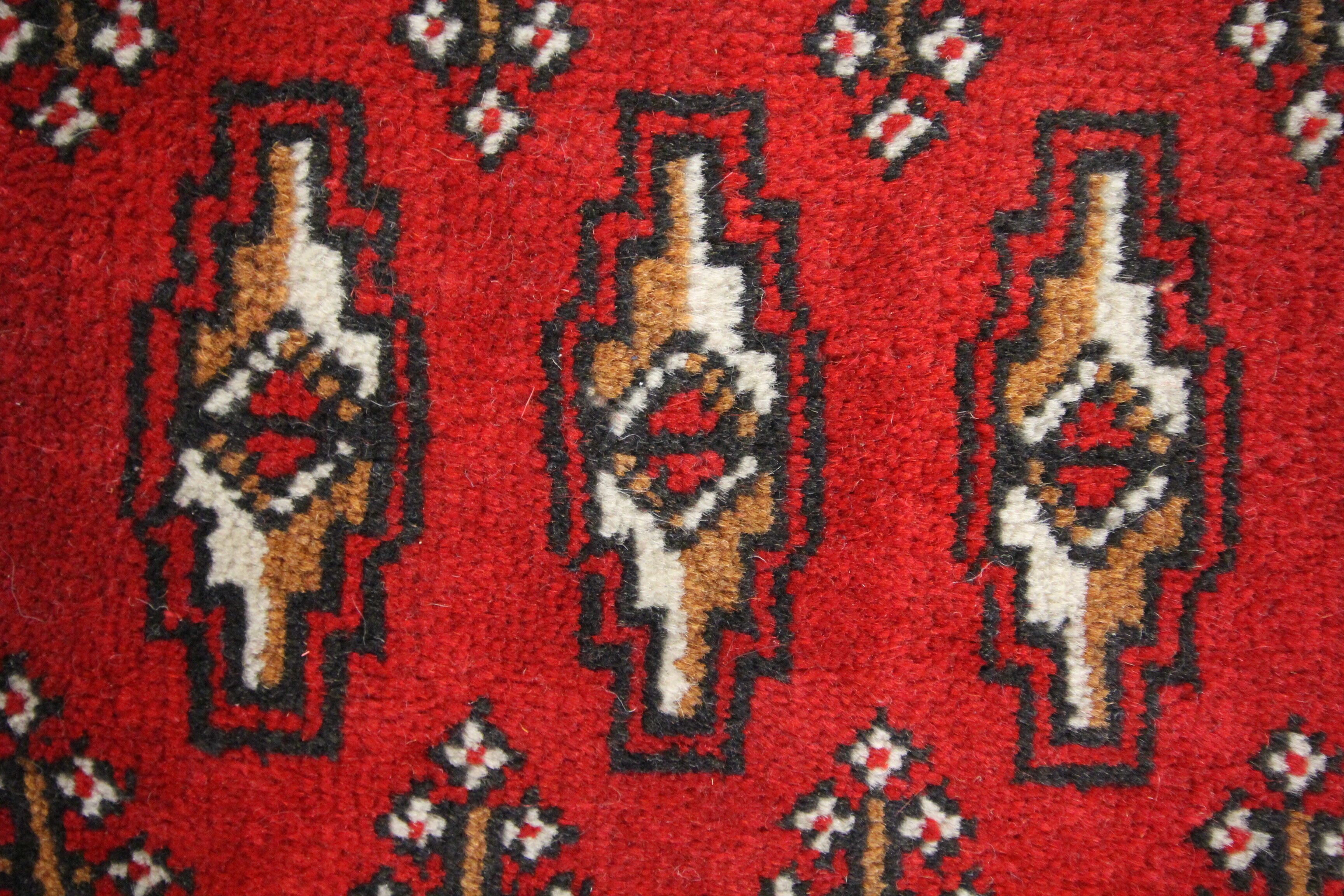 Persian rug handwoven red wool turkmen living room area rug- 60x130cm