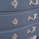 Chest of drawers 3 drawers Louis XV style curved black marble top