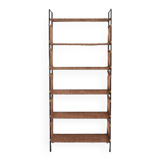 Shelf in braided rattan and black metal