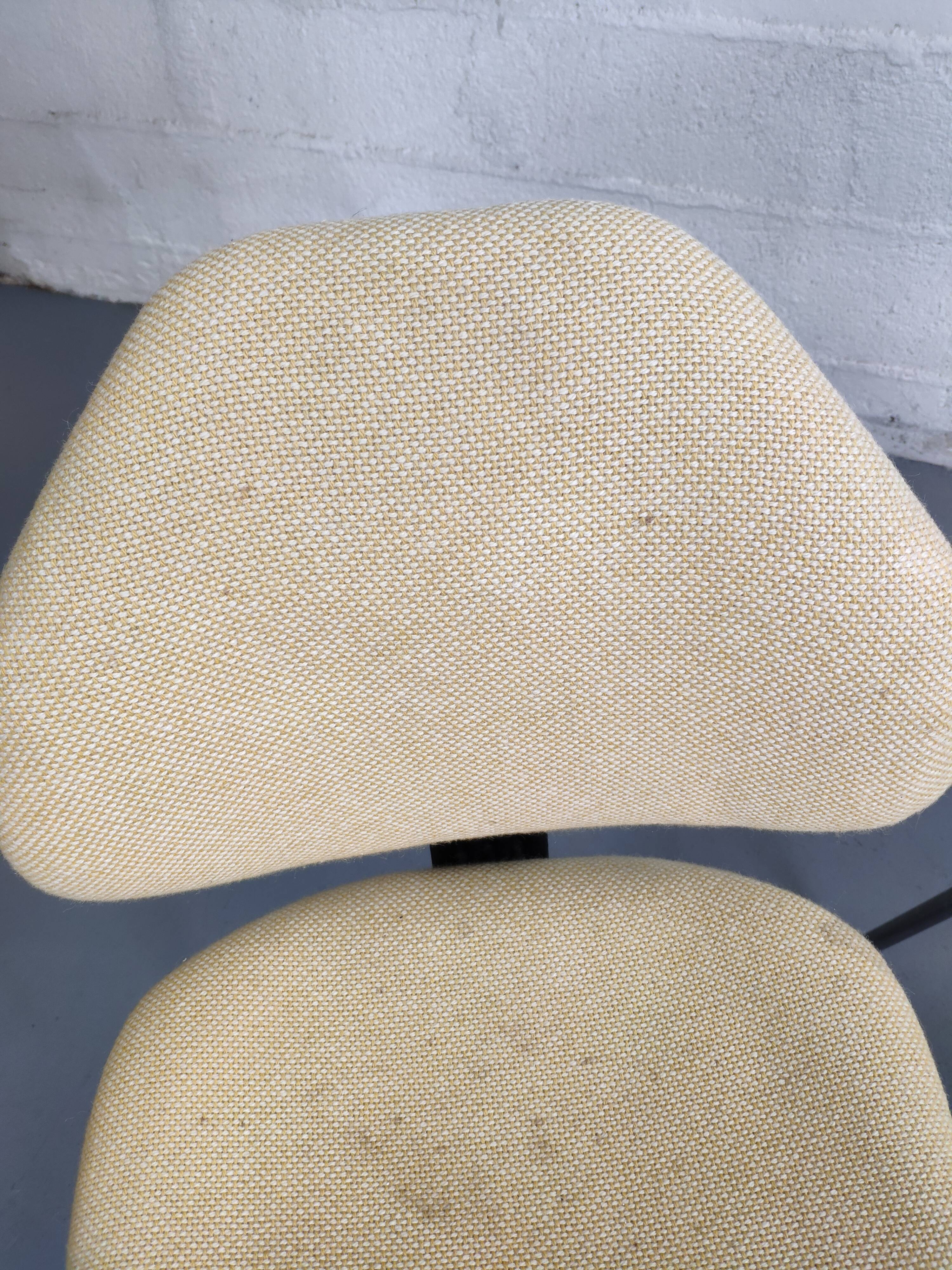 Pair of vintage chrome office chairs and beige fabric circa 70