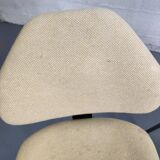 Pair of vintage chrome office chairs and beige fabric circa 70
