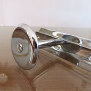 Wall coat rack with 2 hooks in chrome-plated brass from the 40s and 50s