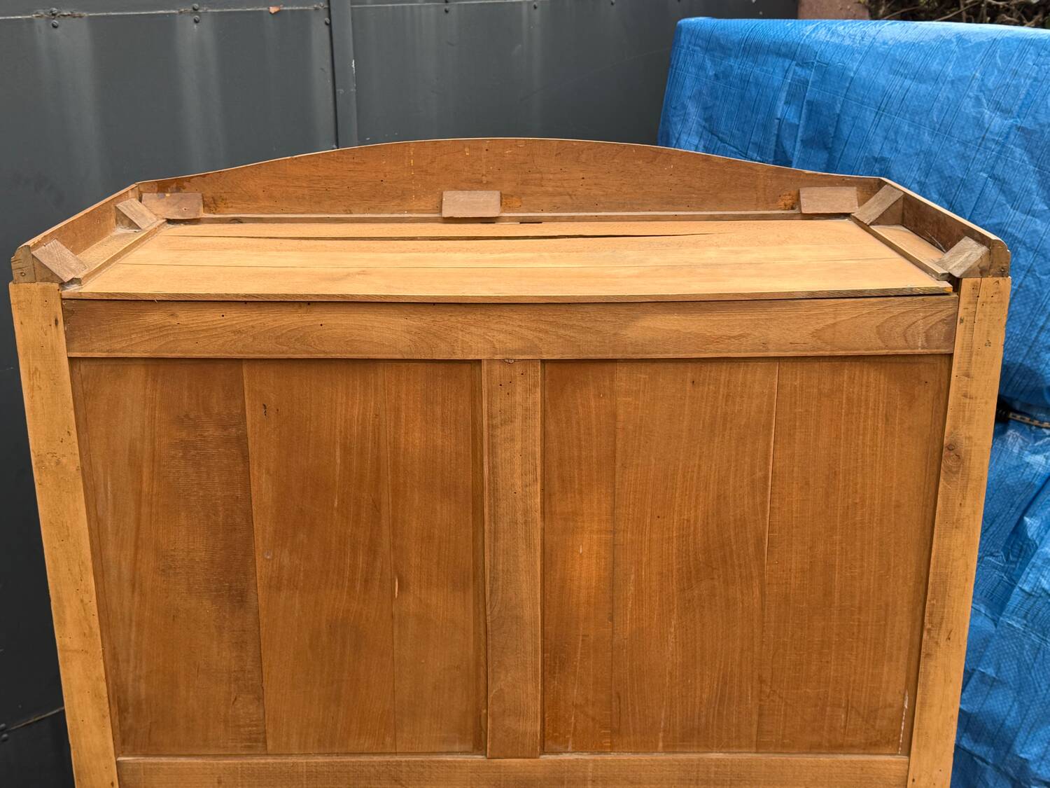 Parisian glass-fronted Art Deco wardrobe in solid raw walnut.