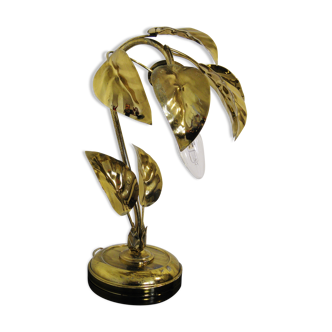 Lampe feuillage en métal doré vintage 1970