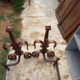 Pair of old wrought iron chenets