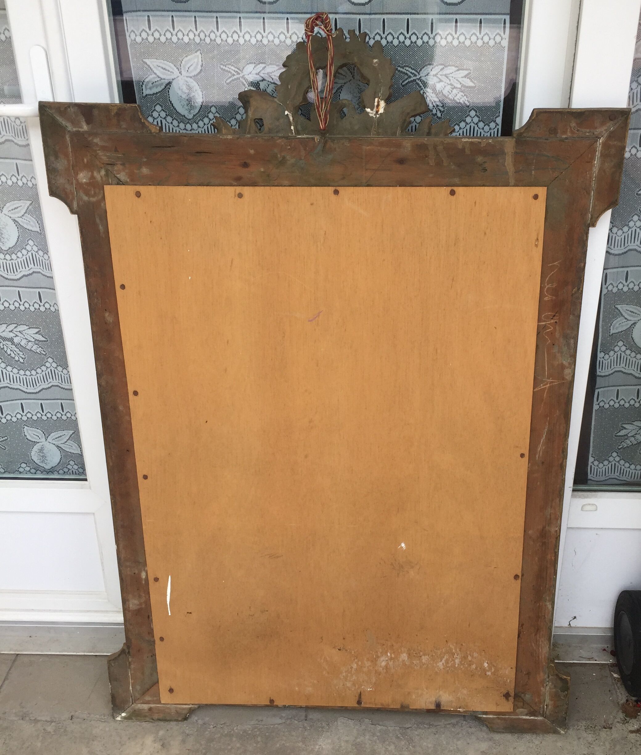 Old mirror in gilded wood and stucco 120 x 85 cm