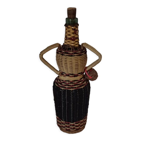 Bouteille anthropomorphe verre et rotin années 50 — Beyit