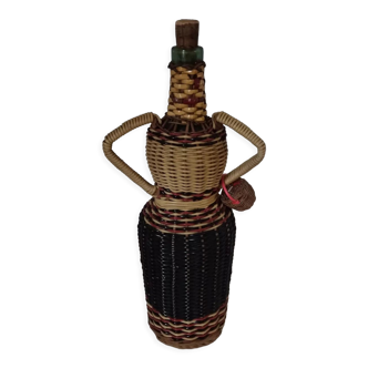 Anthropomorphic glass and rattan bottle 50s