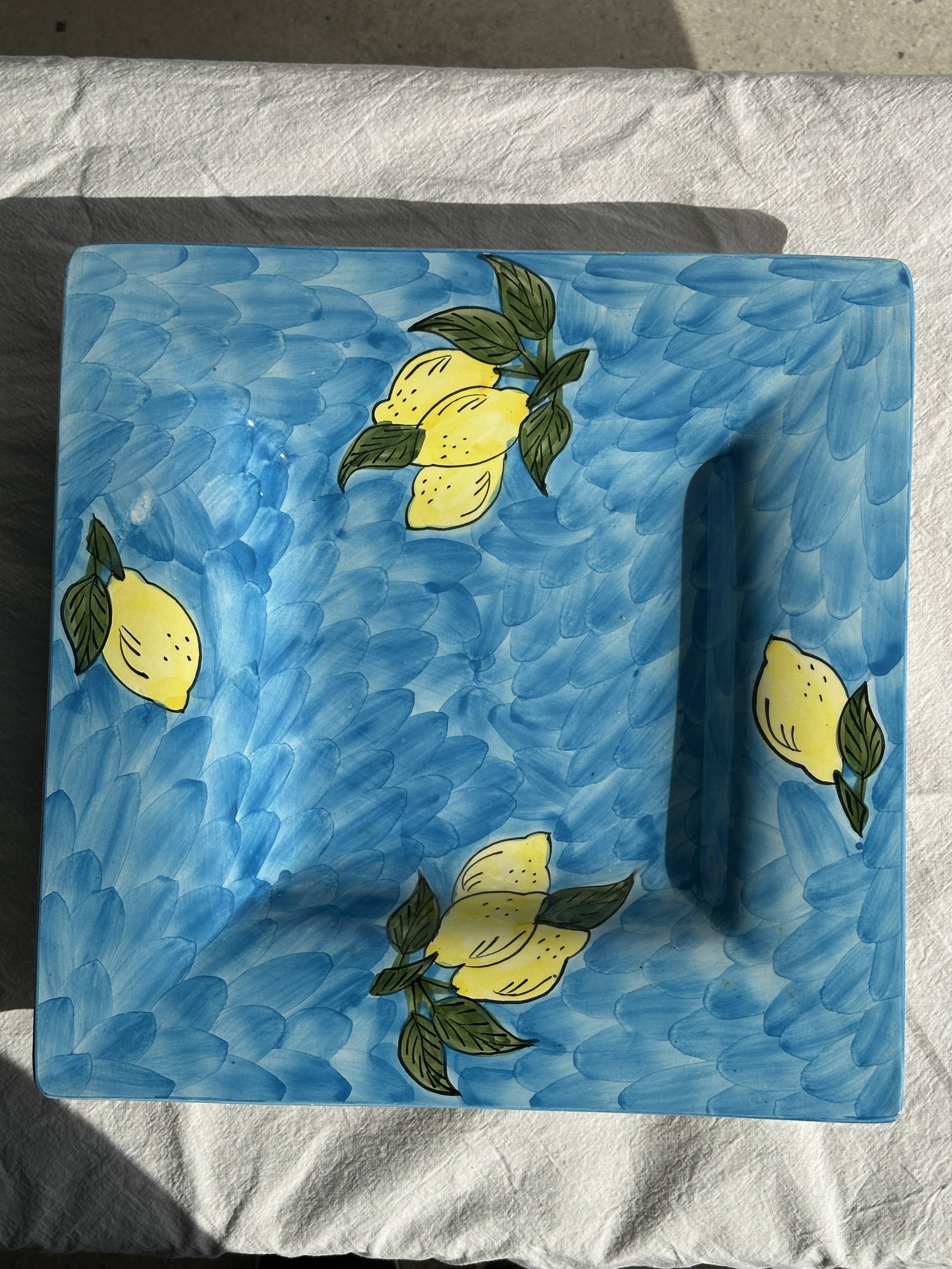 Large square dish with lemon pattern 33cm Aleya Slim