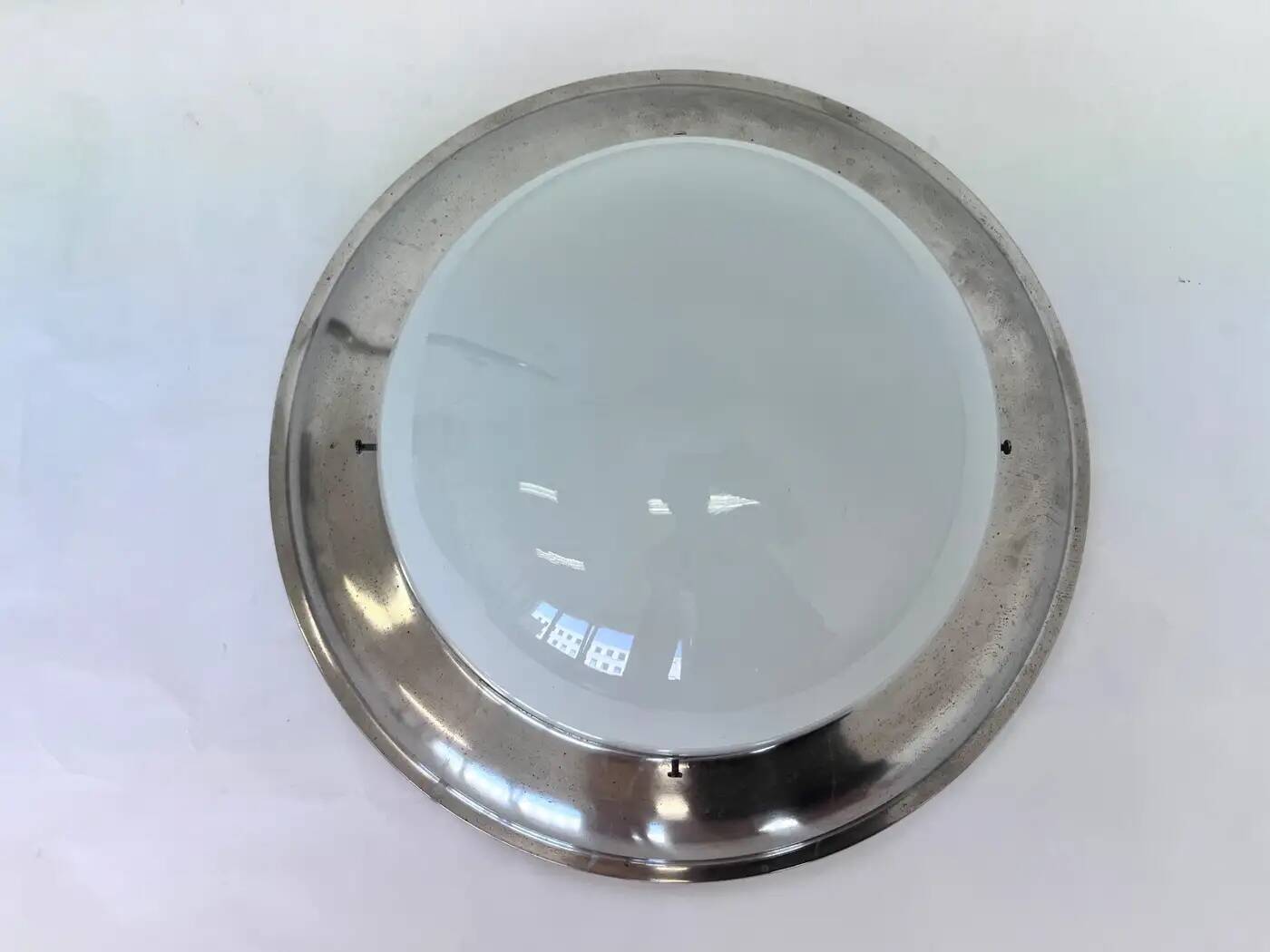 Set of three large chrome Bauhaus ceiling or wall lamps/flushmounts, 1930s