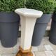 Column wears vintage plant