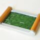 Original Art Deco vintage design plateau in green glass, wood and aluminium.