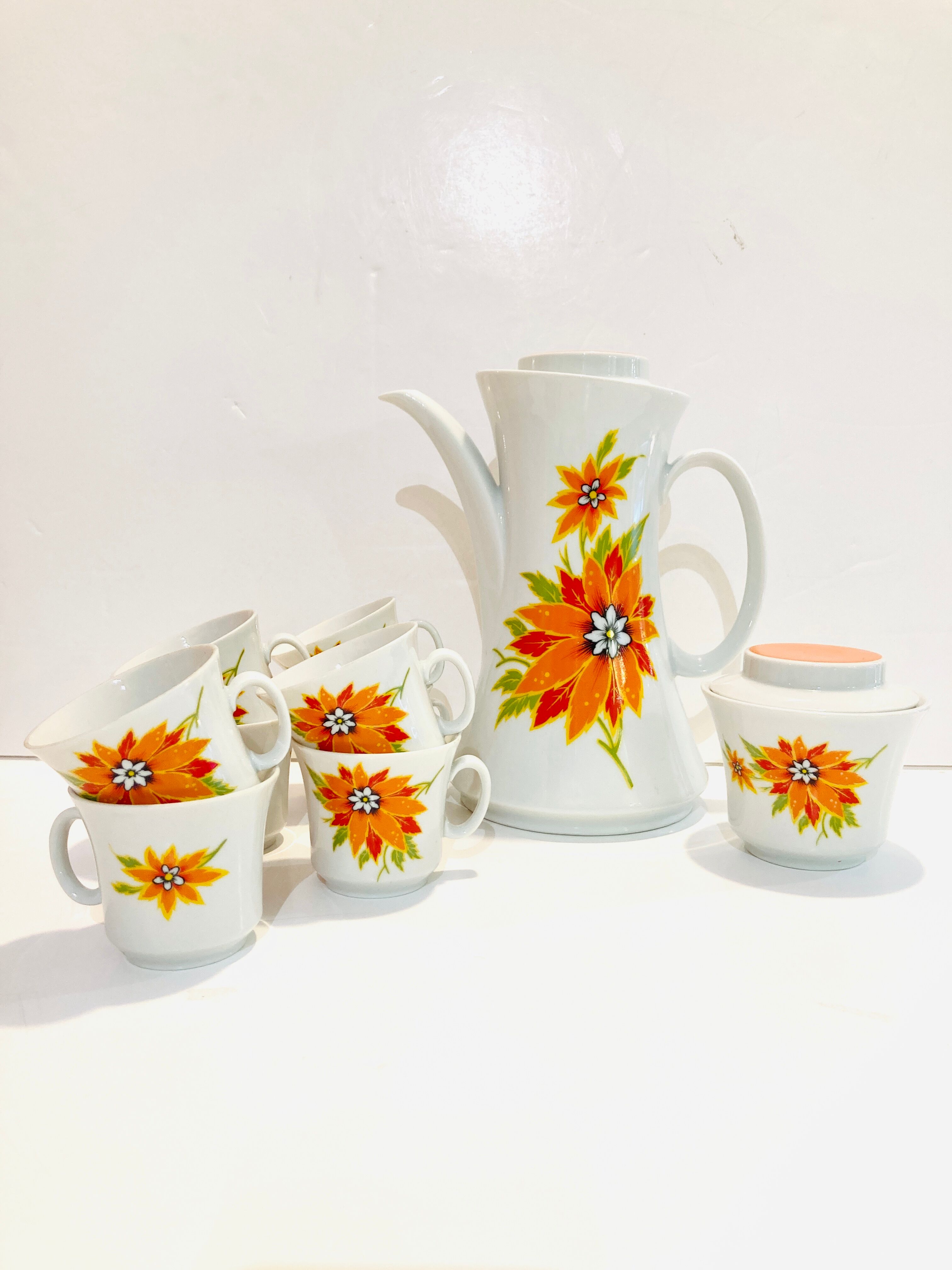 Teapot set & 8 cups 70s winterling schwarzenback bavaria germany-retro-kitchen -vintage