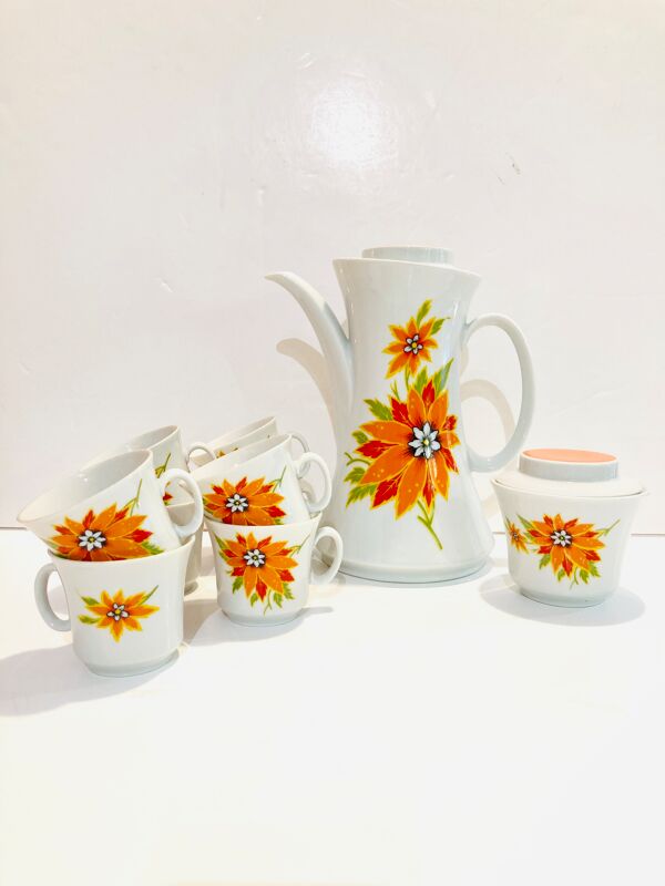 Set théière & 8 tasses années 70 winterling schwarzenback bavaria germany-retro-cuisine -vintage