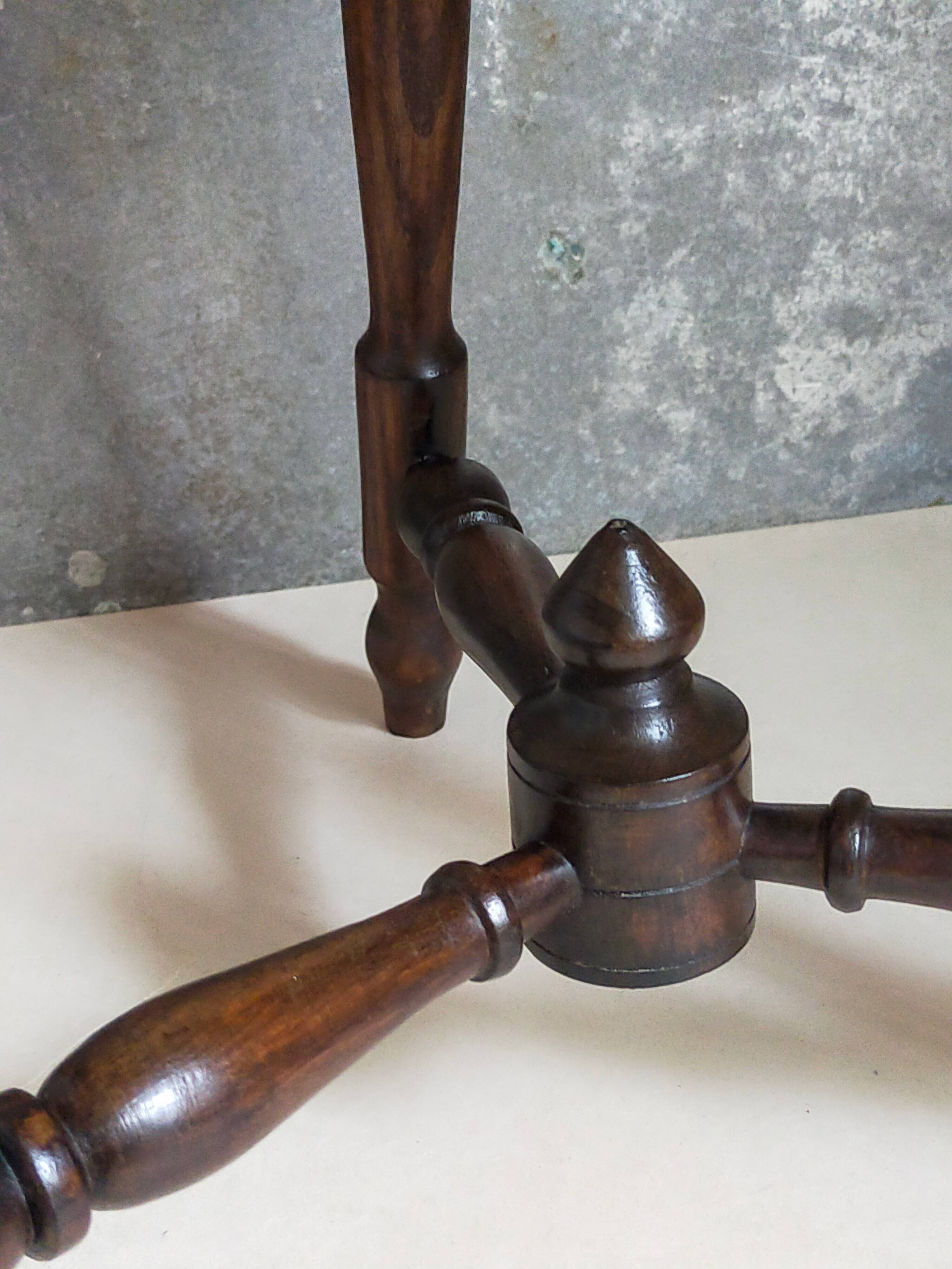 Vintage turned solid wood tripod stool