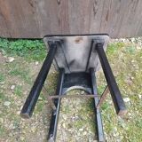 Old Alsatian mountain chair black wood back openwork shape vintage #a662