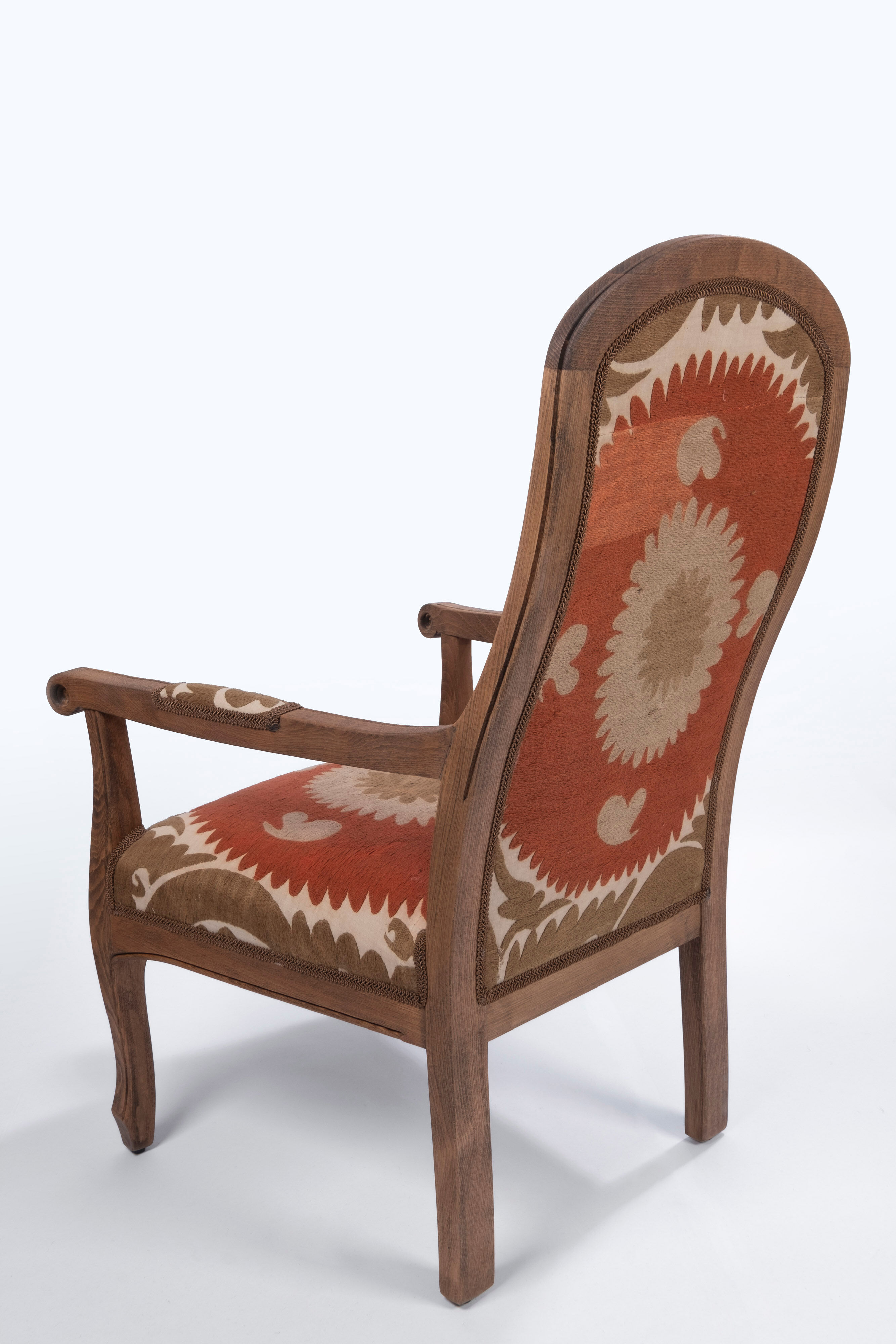 Boho Chic Suzani Embroidered Bergere Chair