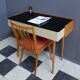 Writing desk table with Black Opaxit glass top 1960s