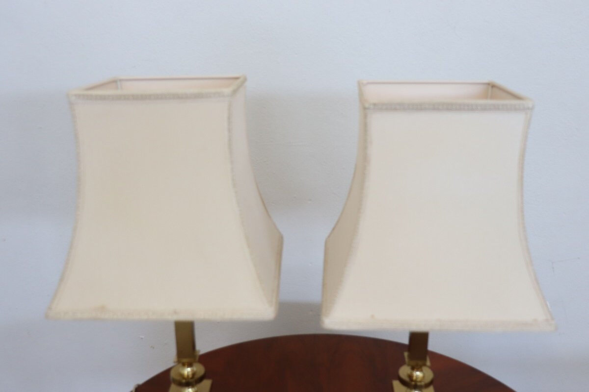 Golden Bedside Table Lamps, 1970s, Set Of 2