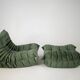 Togo set of armchair and pouf in moss velvet