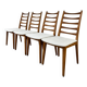4 Scandinavian chairs, teak with boucle seats.