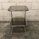 Sofa end in smoky glass and chrome metal, 70s