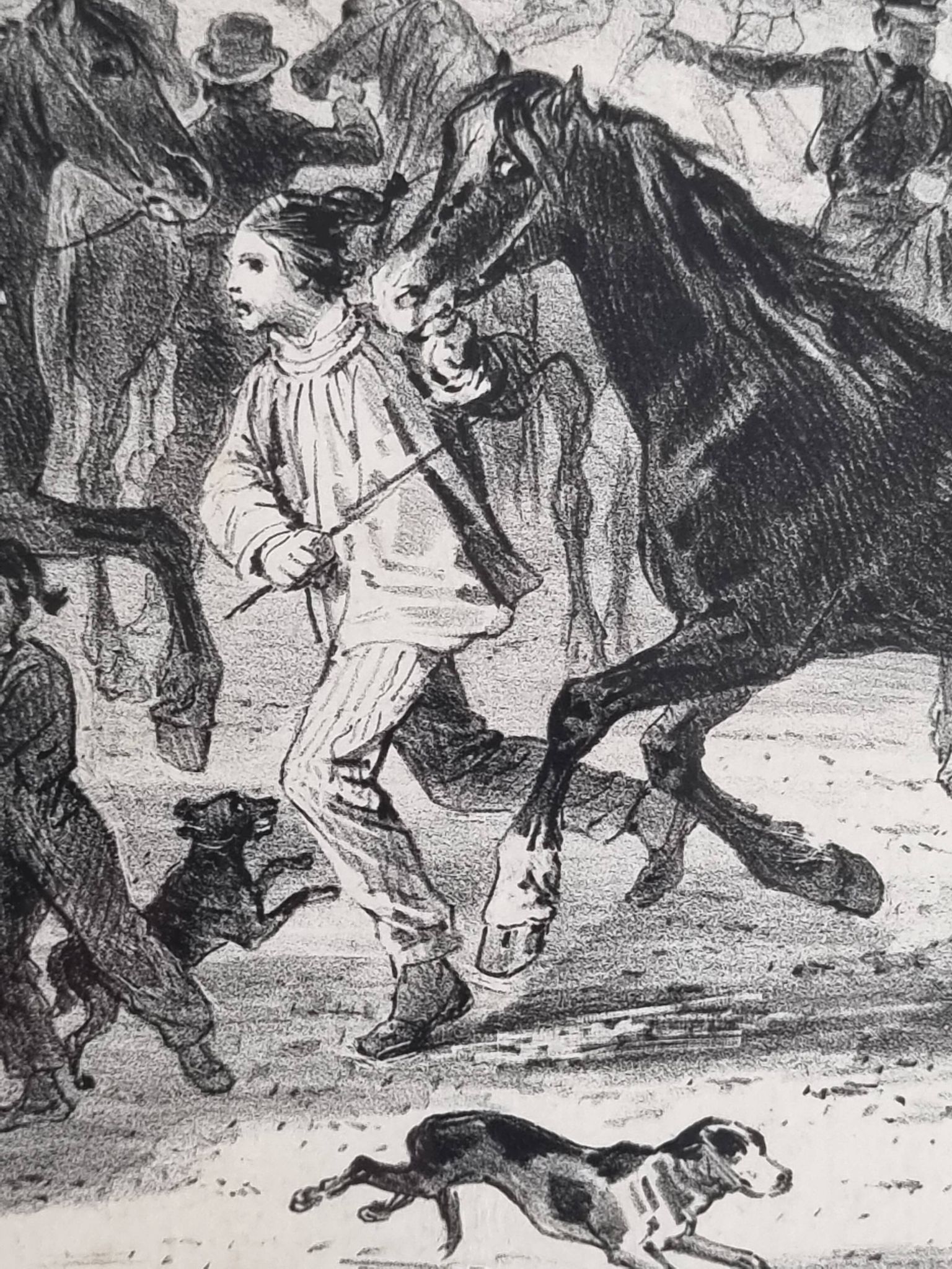 Original framed engraving of the nineteenth after Hippolyte Lalaisse, Cluny Stallion Fair