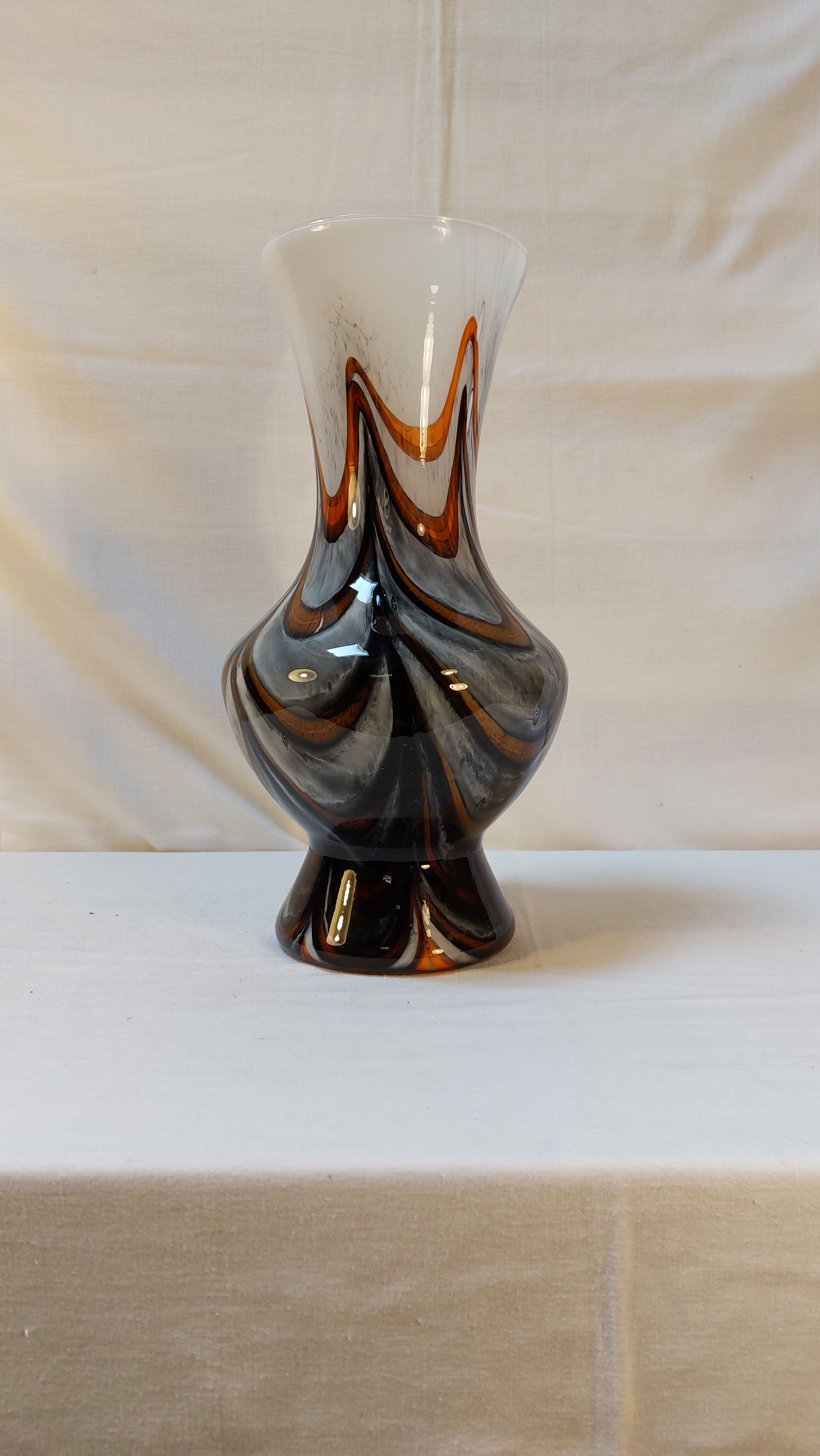 Murano Vase by Carlo Moretti - Marbled Florence Opaline - 70s