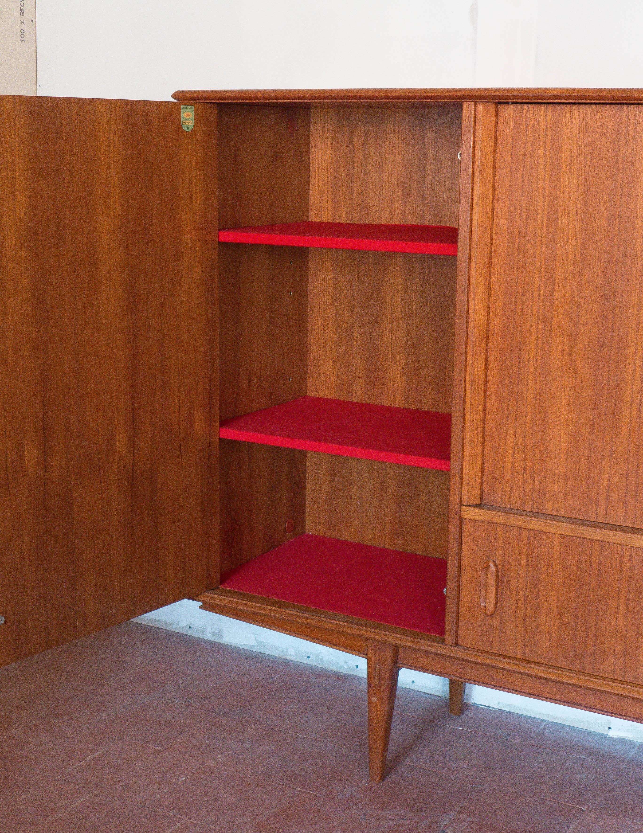 Arno wooden sideboard, Scandinavian teak wood sideboard, vintage storage unit