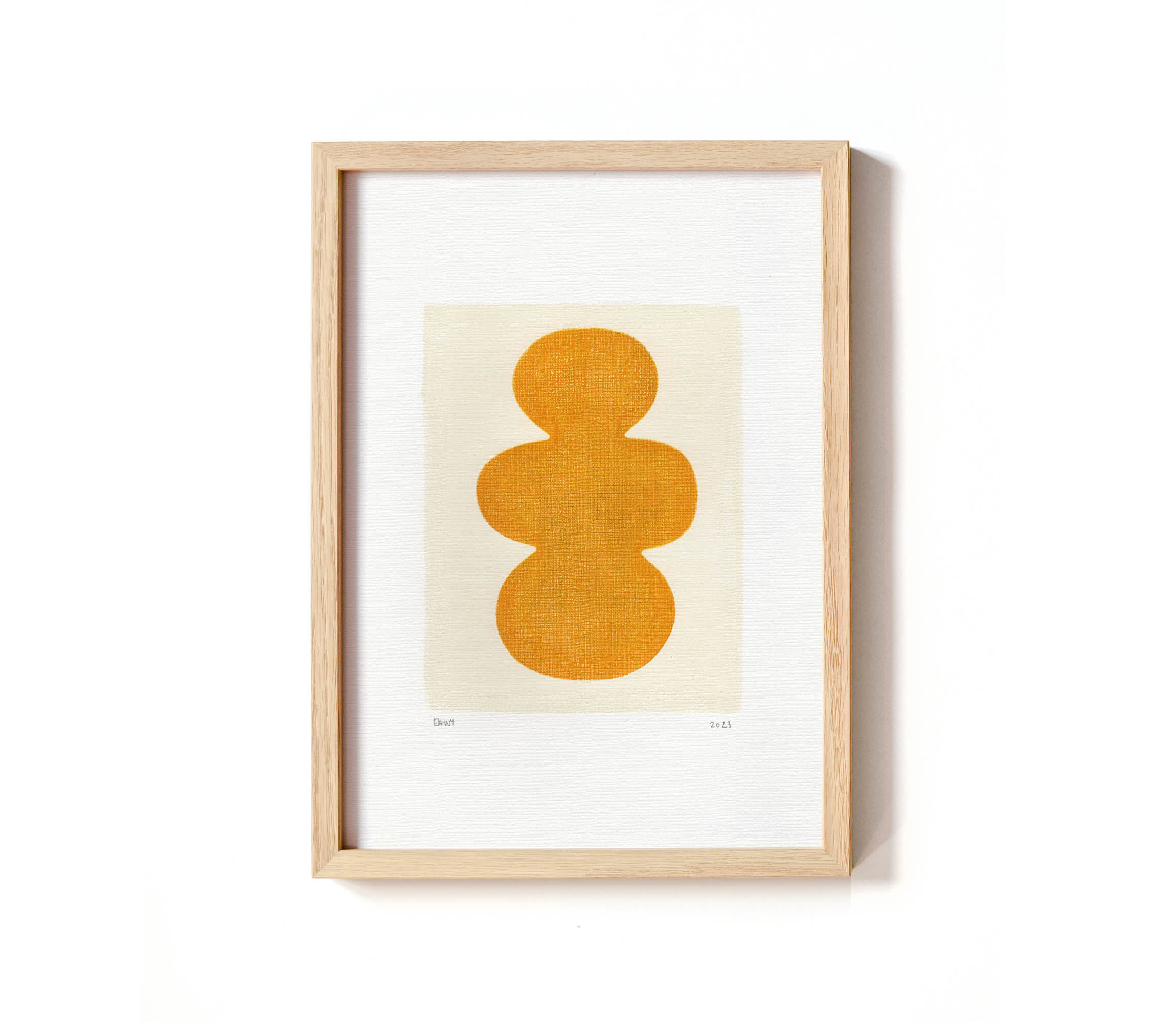 Series of 4 paintings on paper - yellow abstract compositions - signed Eawy