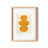 Series of 4 paintings on paper - yellow abstract compositions - signed Eawy