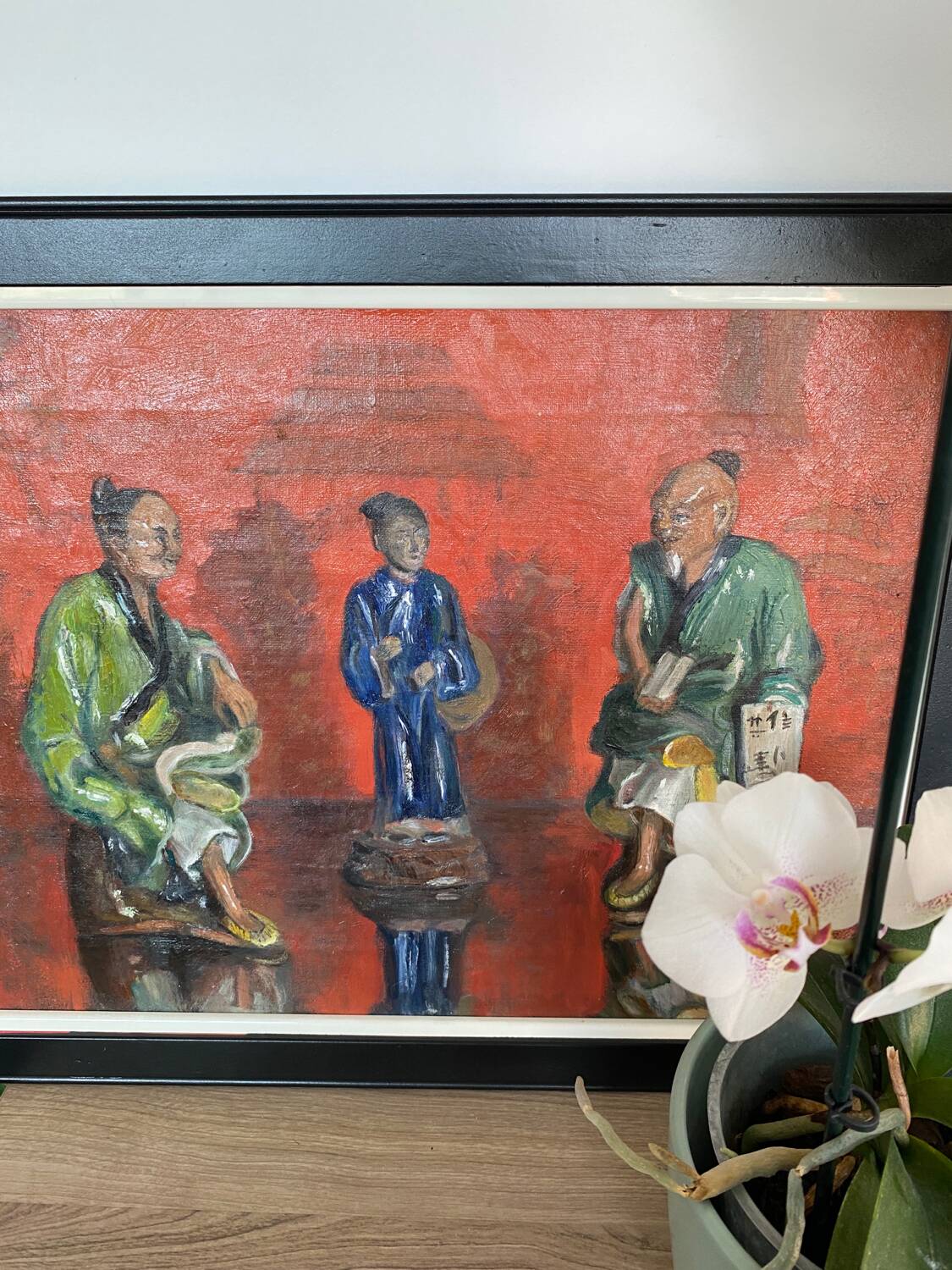 Oil on canvas Asian family