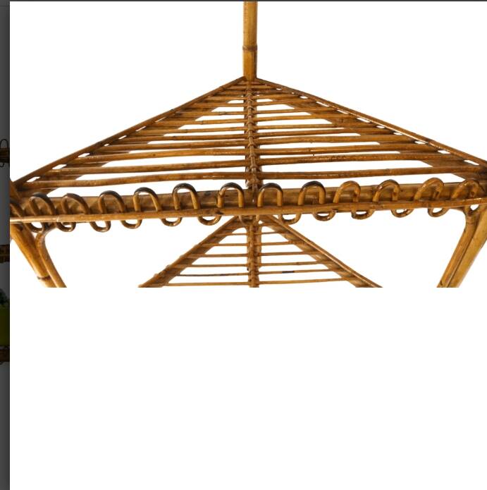 Étagère d'angle sur pied en bambou et rotin