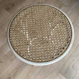 Pair of vintage bistro stools canné blanc